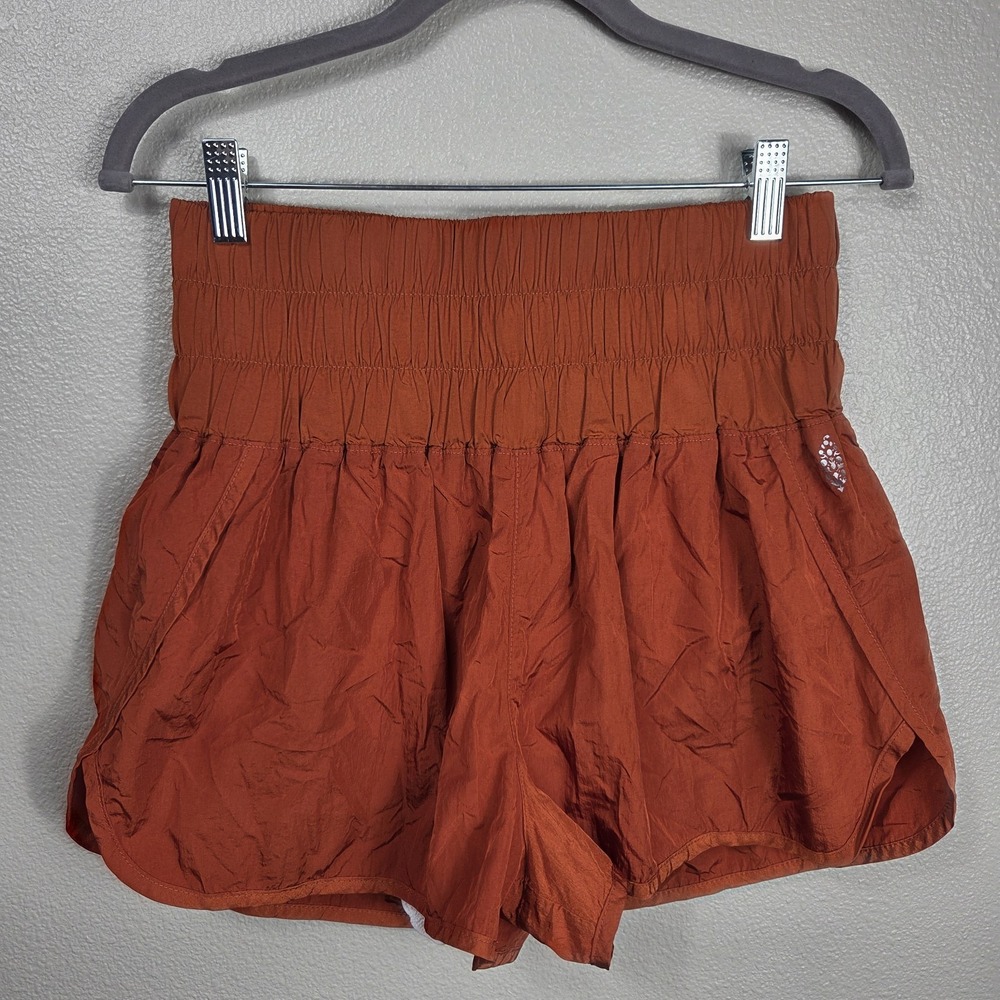 Free People Movement Hot Shot Shorts Rust Orange Nylon Athletic Lounge XL